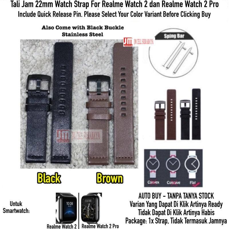 Tali Jam 22mm Watch Strap Realme Watch 2 / Pro - Modern Leather Kulit