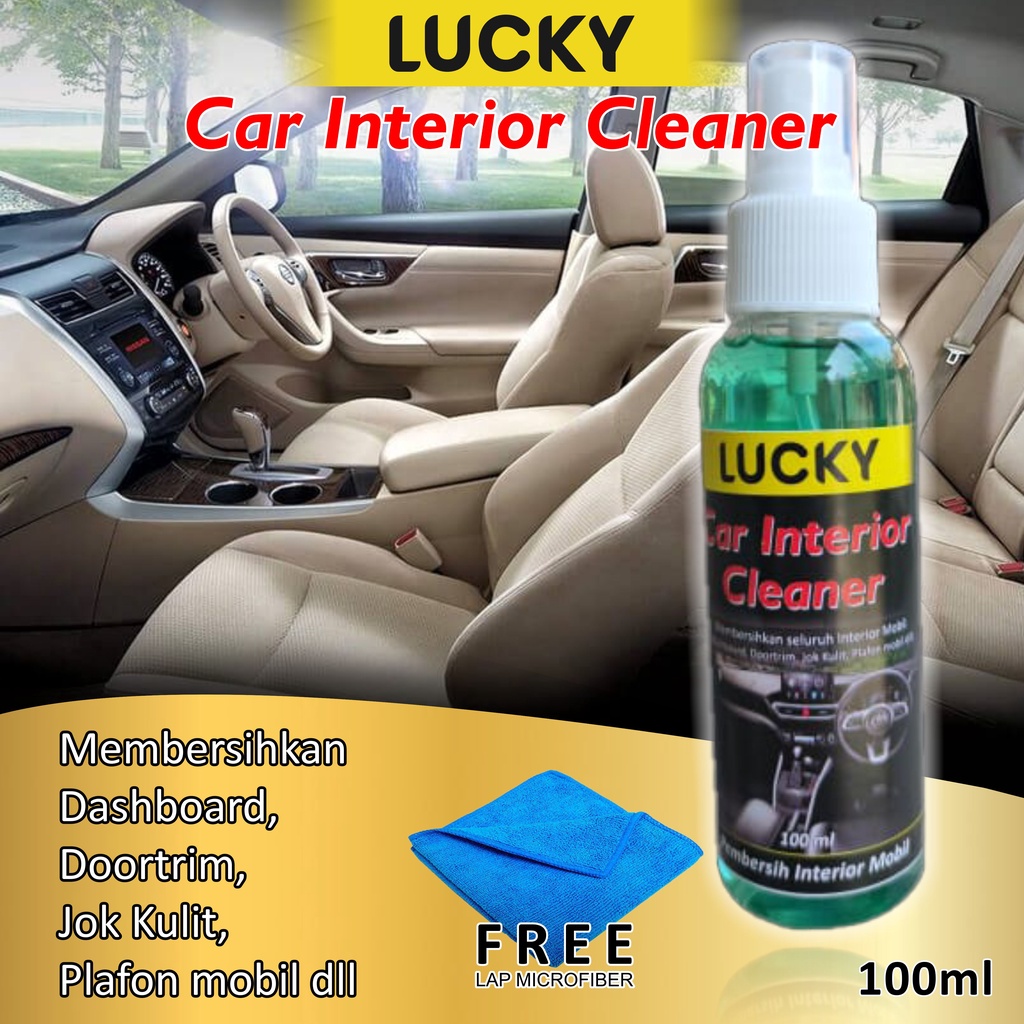 Pembersh interior mobil/Pengkilap dalam  mobil 100 ml Lucky gratis lap microfiber