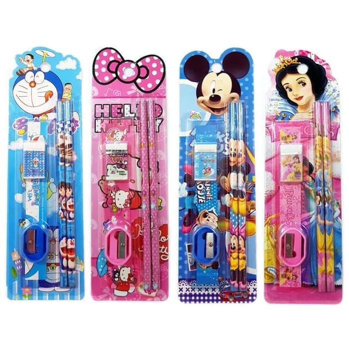 

Stationery Pensil Penghapus Penggaris Souvenir Gift Set Anak Alat Tulis Set Anak Motif Kartun