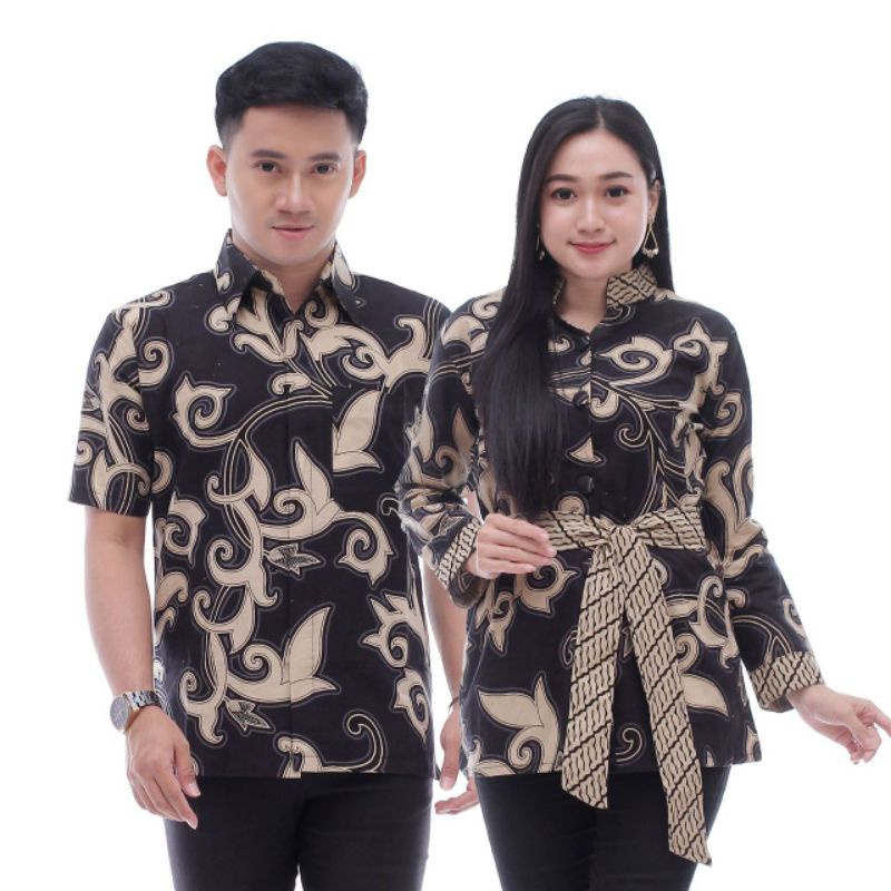 Baju Batik Couple Atasan Blus Wanita - Sania Ruffle Batik Couple ori Ndoro JOWI DNT - Motif Kangkung Sabuk