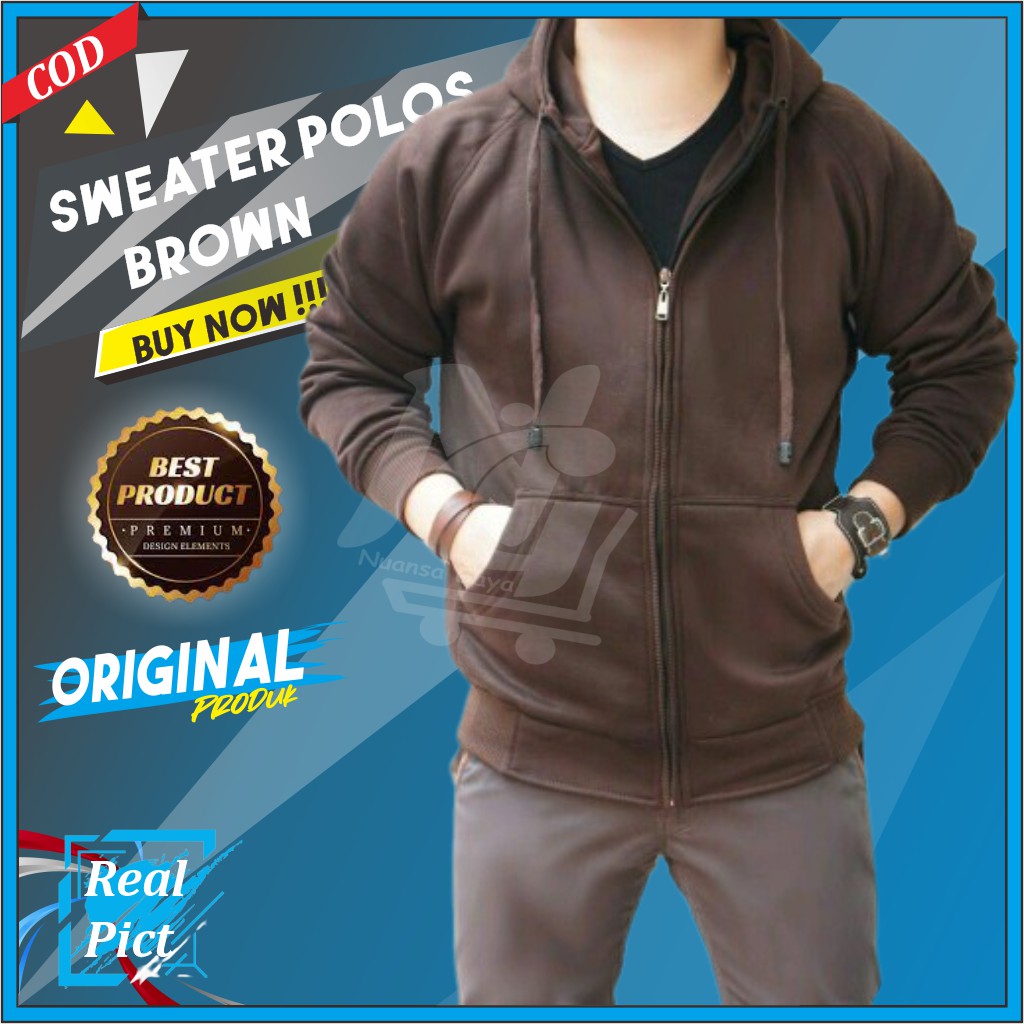 Jaket Hoodie Pria Zipper Polos Original Distro