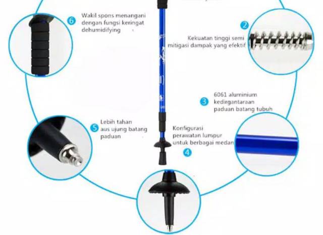 Trekking pole Antishock - Tongkat Pendaki - Tongkat Gunung - Tracking Pole - Treking pol outdoor