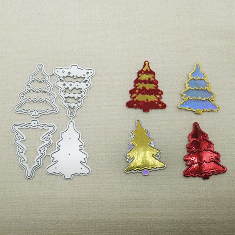 Cetakan Stensil Cutting Dies Motif Pohon Natal Bahan Metal Untuk Scrapbook Craft DIY