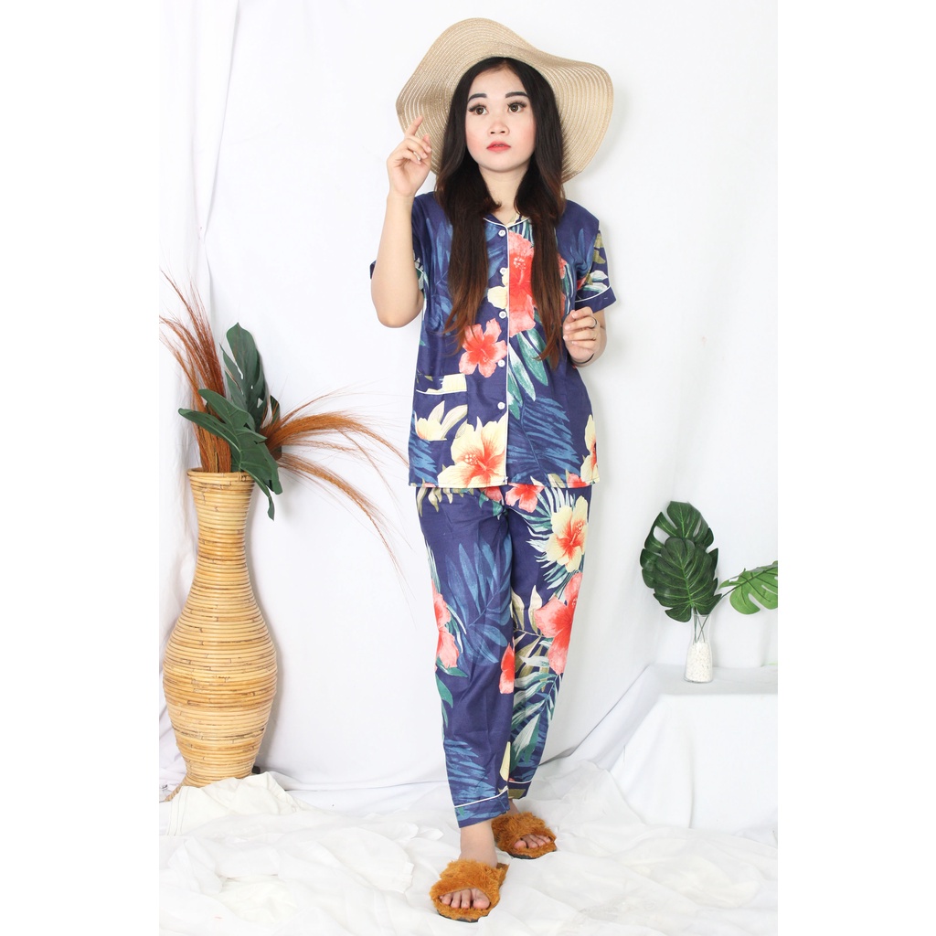 OKHISHOP - CP1 Piyama Pajamas CP Baju Tidur Piyama Wanita Dewasa Setelan CP Motif Trendy Karakter Kotak Guilen-CP Fiona