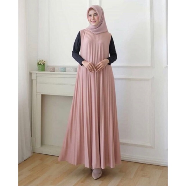 Dress Plisket | Longdress Turtle Neck Model Yukensi