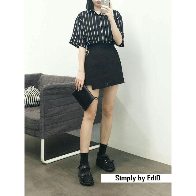 Mokokomo Kemeja Salur pria Pd 03 Kemeja Stripe Laki Laki Lengan Pendek Bahan Import