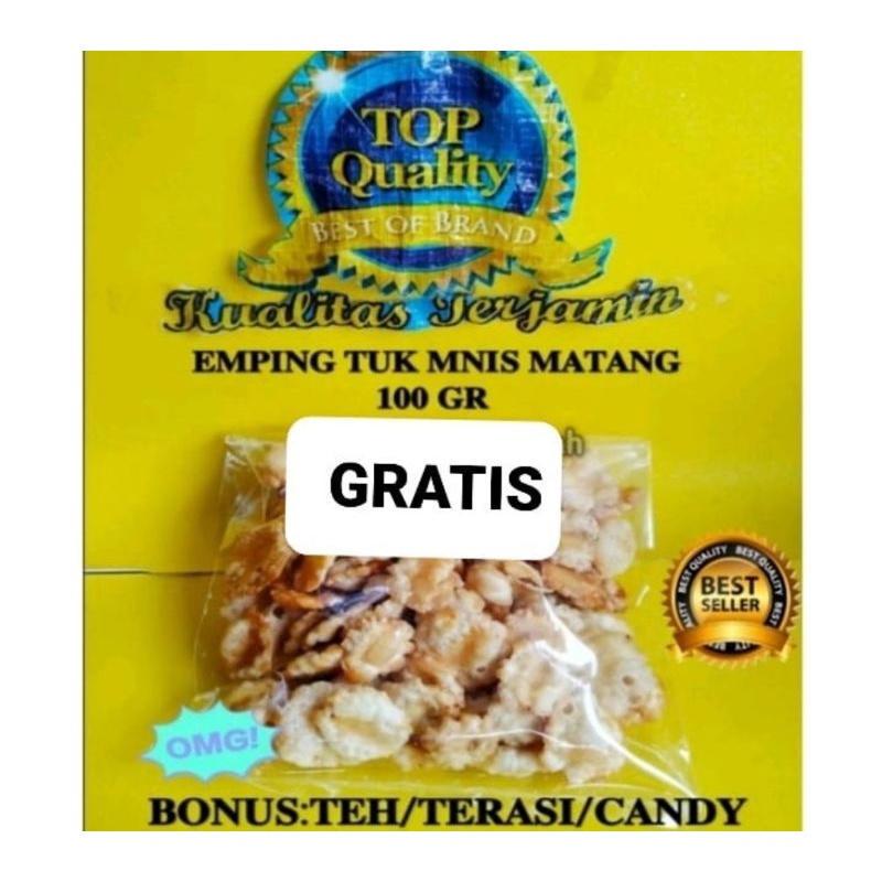 

EMPING TUK MANIS MATANG 100 GR KHAS CIREBON GRATIS TEH/TERASI/CANDY