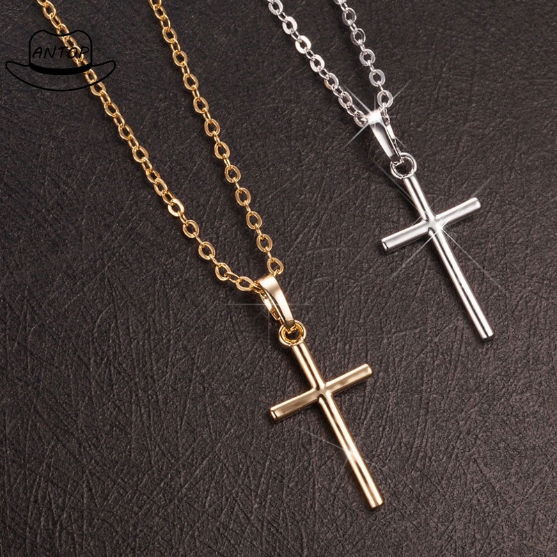 Kalung Salib Pria Rantai Vintage Cross Salib Liontin Kalung ANTOP