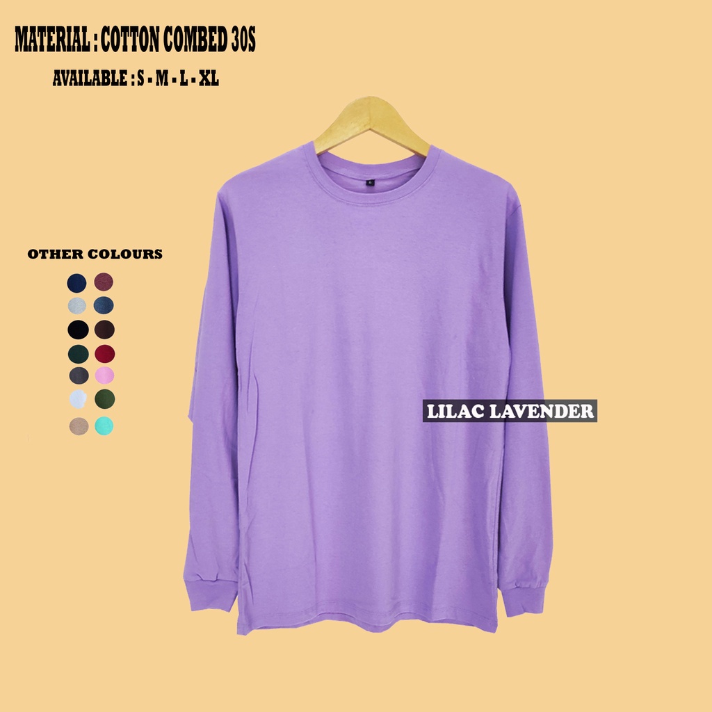 KAOS LENGAN PANJANG WARNA LILAC /UNTUK PRIA DAN WANITA TERMURAH