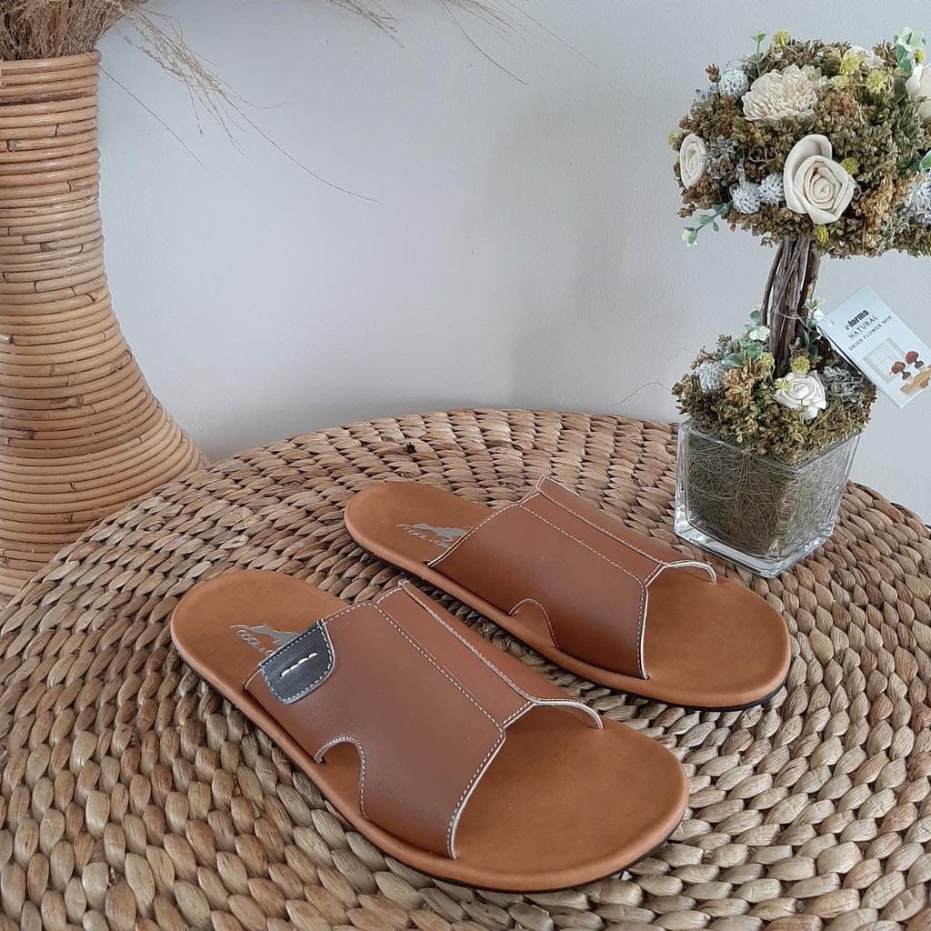 SANDAL KULIT PRIA BLACK BROWN TAN KULIT SAPI ASLI ORIGINAL HANDMADE KASUAL SANTAI