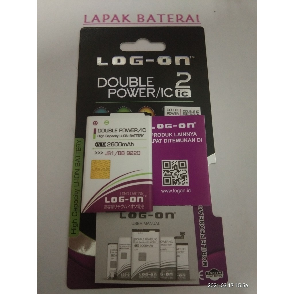 LOG - ON Baterai BLACKBERRY 9220 DAVIS JS1 -  batre 9320 AMSTRONG JS1 battery ORIGINAL