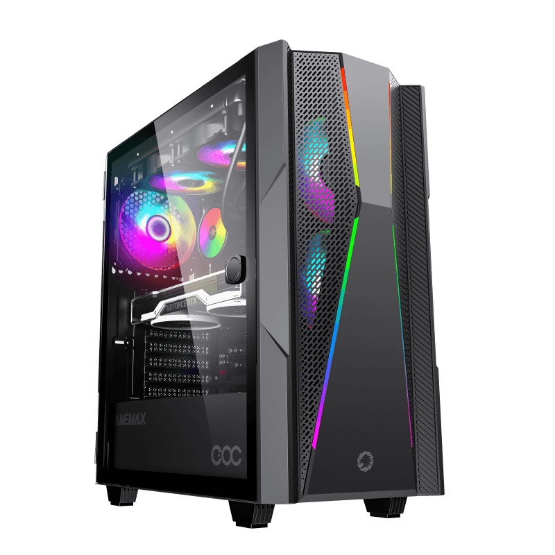 Casing Komputer Gamemax Typhoon COC Free 1 Fan RGB ATX Gaming Case