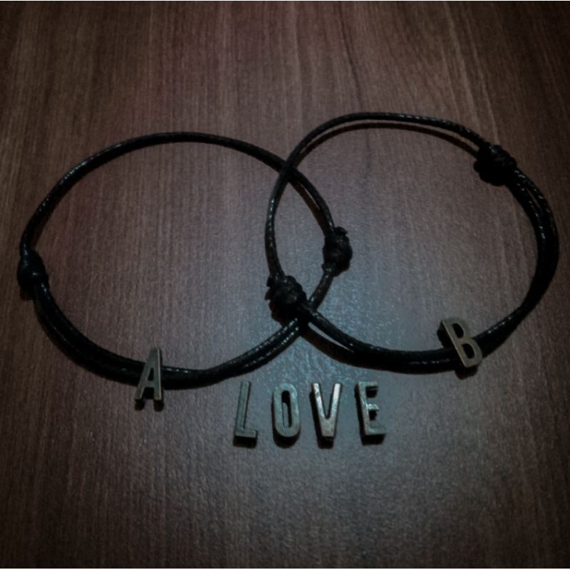 Gelang couple inisial nama tali hitam korea pasangan pria wanita bisa untuk persahabatan aksesoris cowok cewek-2