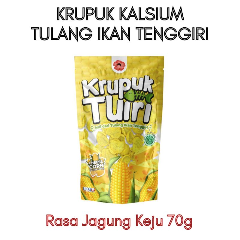 (KERUPUK KALSIUM) TULANG IKAN TENGGIRI / RASA JAGUNG KEJU ( CHEESE CORN ) / Netto 70g