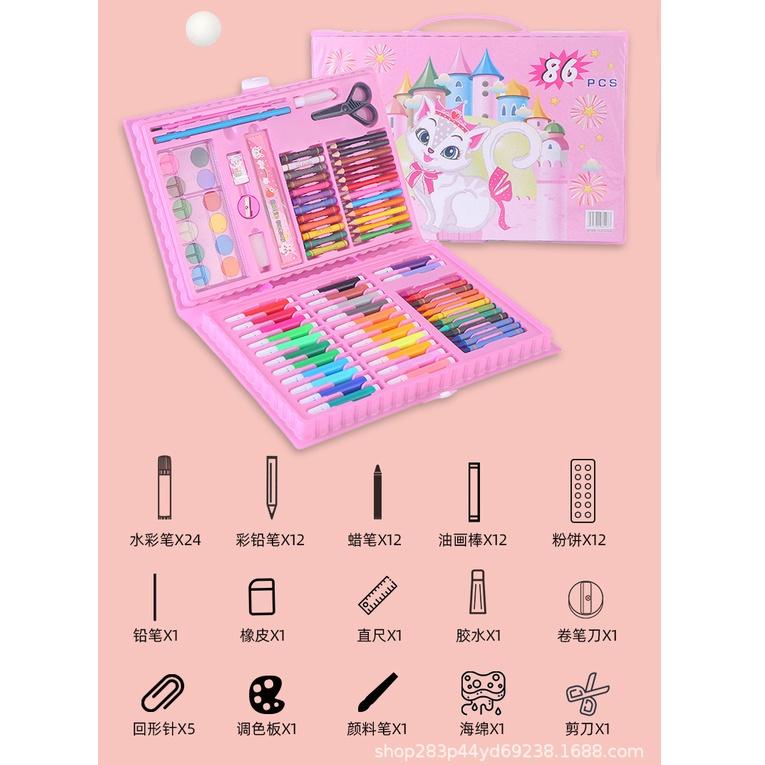 

NEW Pensil Warna 86Pcs In 1 Crayon Anak Art Set Alat Lukis Menggambar Seni Kerajinan Anak Best Produk