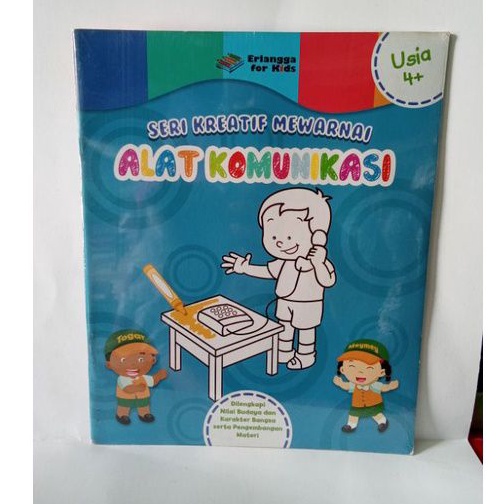buku PAUD seri kreatif mewarnai alat komunikasi Erlangga for kids