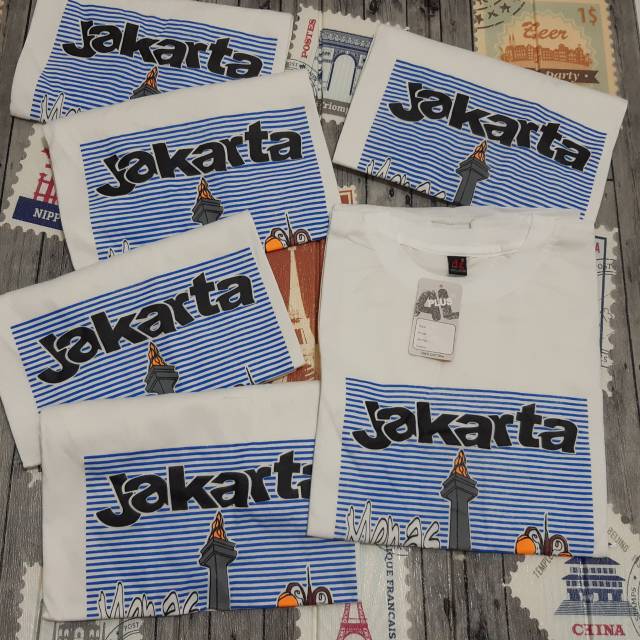 Kaos oblong dewasa , kaos oblong distro JAKARTA / MONAS putih