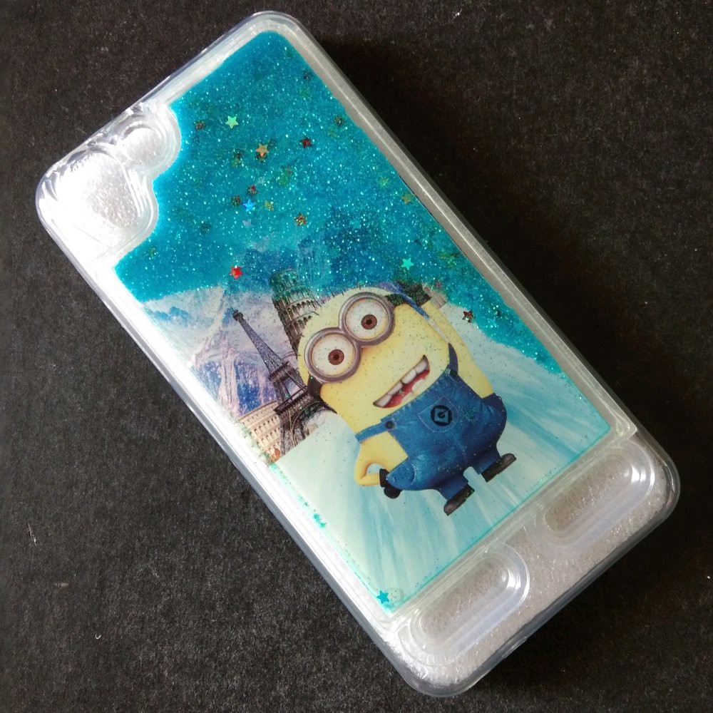 Silikon Case Casing Softcase Water Glitter Minion lenovo A6020. lenovo K5 biasa. lenovo Vibe K5 Plus