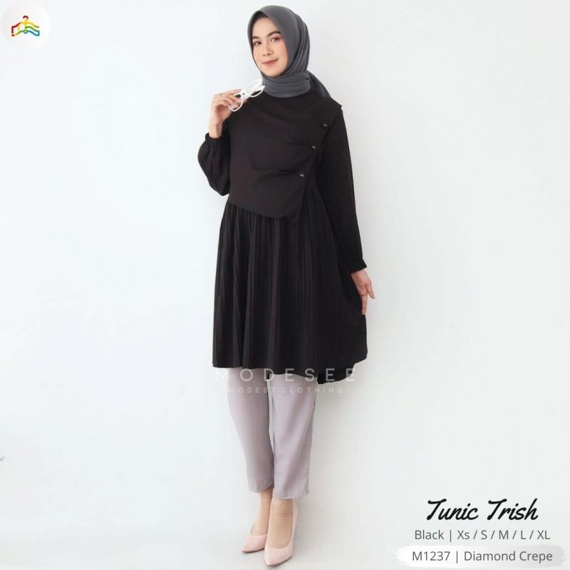 Tunik Trish m1238 / tunik putih polos / tunik polos / tunik cantik/ atasan putih