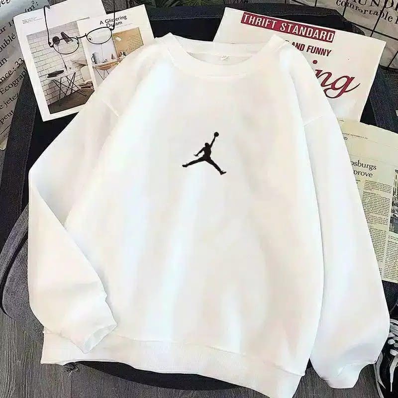 NBA JORDAN Sweater Switer Crewneck All Size / Oversize Bahan Fleece / Wanita Pria Warna Hitam dan Pu