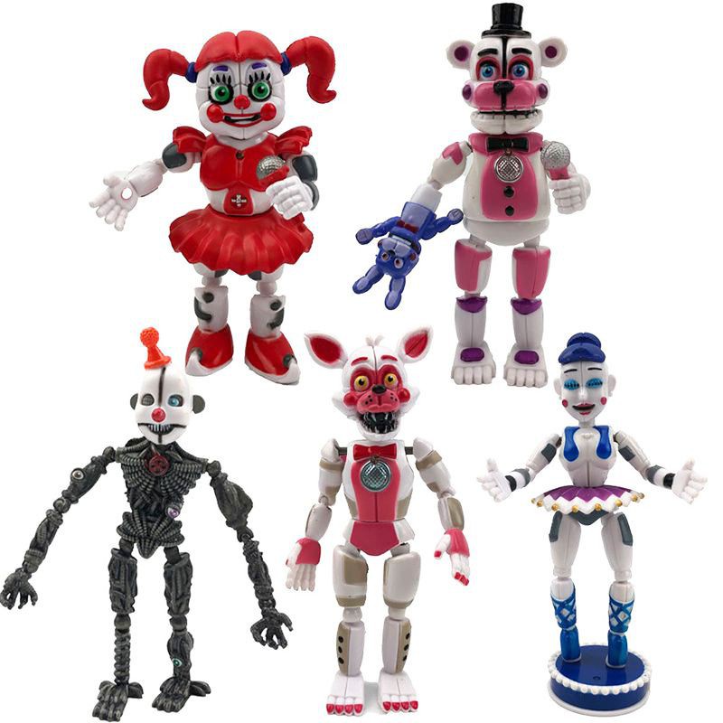 5pcs 15cm Boneka FNAF Five Nights At Freddy's Action Figures Light Up Game Toys Miniatures Mainan