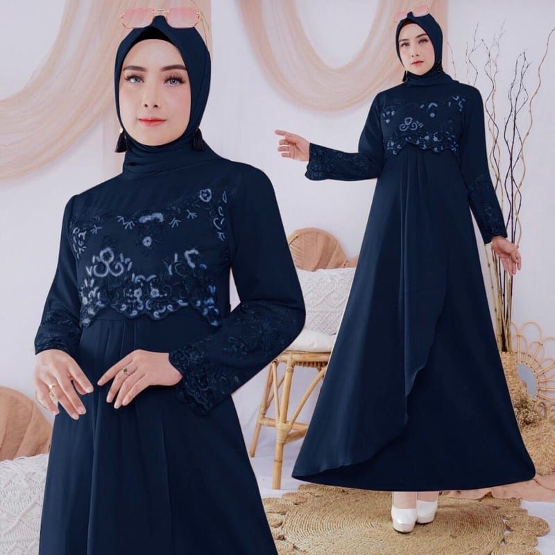 Gamis Brukat Tile Pesta Terbaru Gamis Fania Gamis Kondangan Mewah Gamis Brukat Cantik OOTD Kondangan Gamis Kondangan Couple Baju Gamis