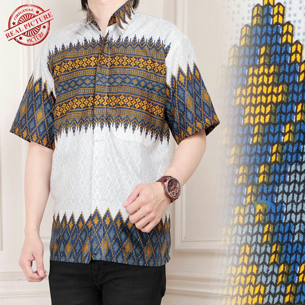 SB Collection Atasan Kemeja Rency Modern Batik Lengan Pendek Pria