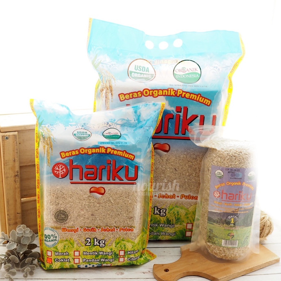 Hariku, Organic Brown Rice 2kg (Beras Coklat Organik)