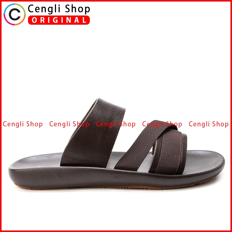 SANDAL CASUAL JIM JOKER PRIA ORIGINAL SLIDE KULIT BRANDED COKLAT JJ24