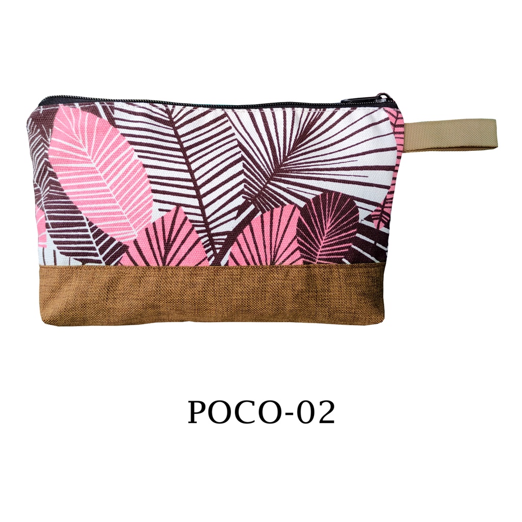 POUCH KANVAS KOMBINASI BAHAN TEBAL BISA UNTUK SOUVENIR 26x17 MOTIF POCO-02