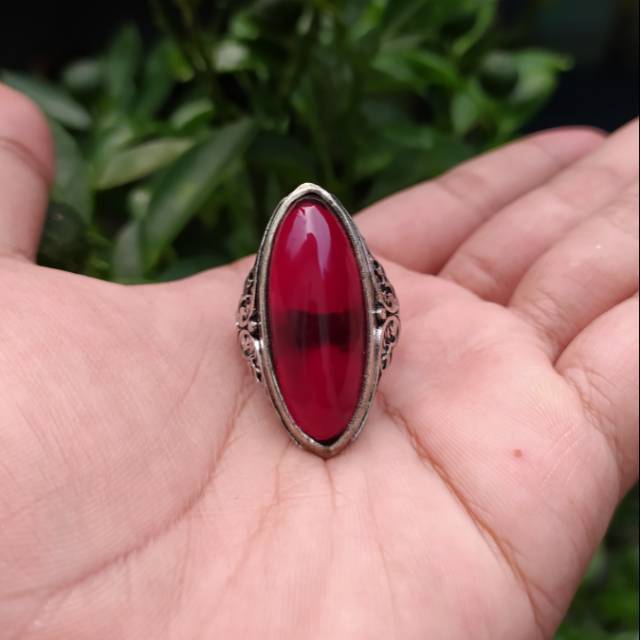 Cincin batu akik merah Siam pandan
