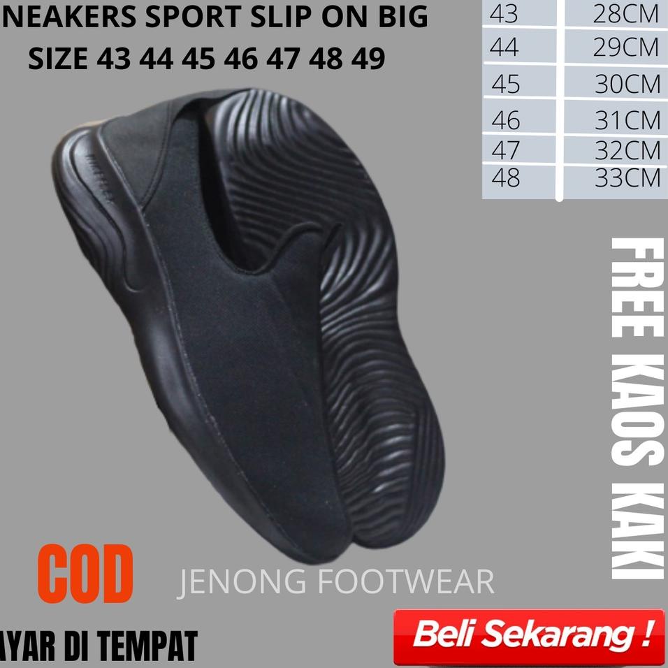 Terbaru.. SEPATU SLIP-ON CASUAL OLAHRGA LARI BIG SIZE SEPATU PRIA UKURAN JUMBO SEPATU SNEAKERS KULIA