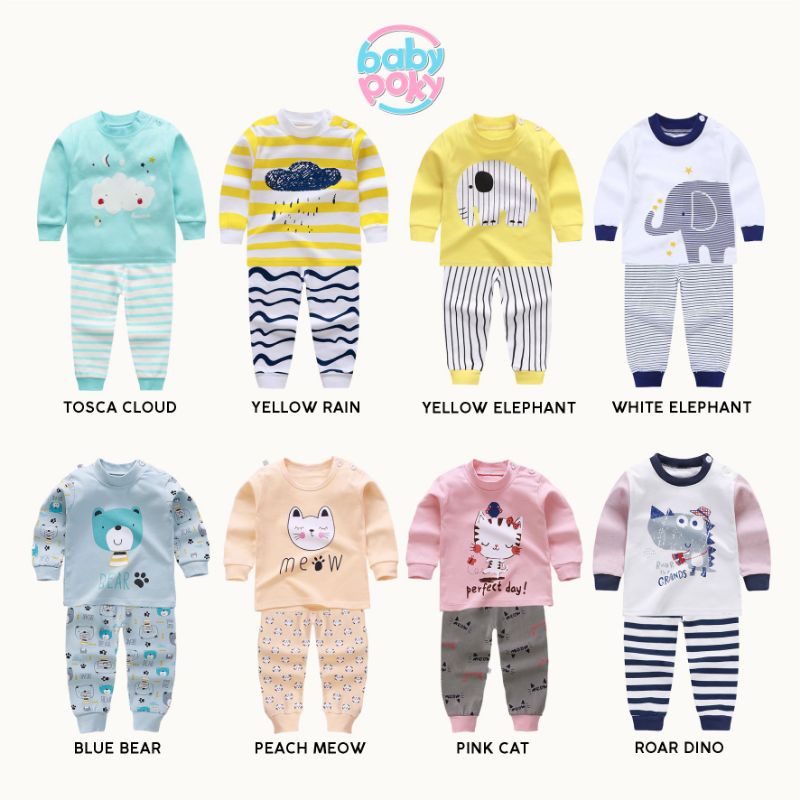 Setelan Kaos Baju Tidur Anak Bayi  (0-5 Tahun) Perempuan Laki Laki Import