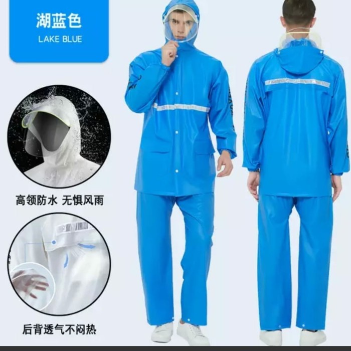 jas hujan import XL biru motiv - jaket hujan import XL - mantel hujan