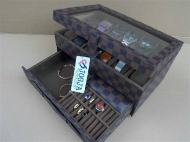 Damier Watch Box For 12 Watches Mix Accesories Drawer