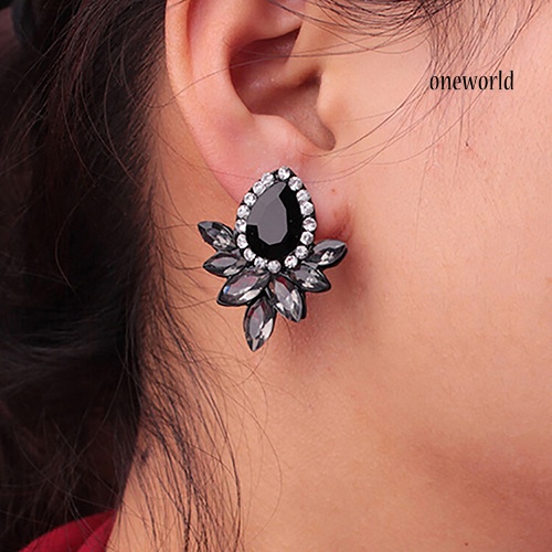 OW@ 1 Pair Fashion Women Flower Shape Rhinestone Ear Stud Earrings Jewelry Gift