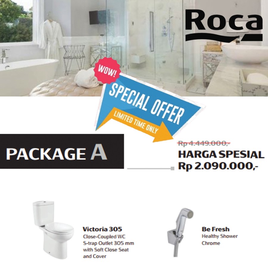 Paket Closet Murah Roca Victoria 305 mm (Bonus Jetwasher Roca)