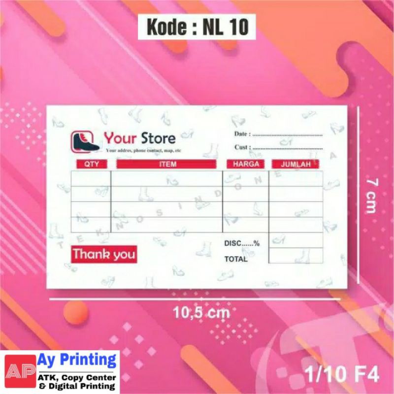 

Nota Online Shop Costum Lembaran Murah Laundry 10,5x7cm 100 Lembar Correction