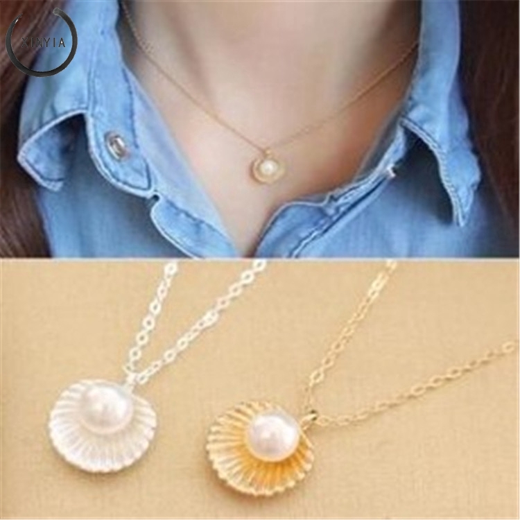 Korea Dari Kalung Klavikula Shell Mutiara Liontin Sederhana
