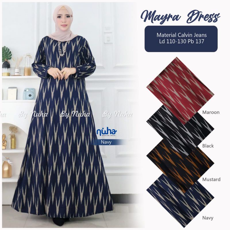 Mayra Dress - Gamis Calvin Jeans Terbaru LD110+ / Fayuo Maxy  / R.27 - 023-6593