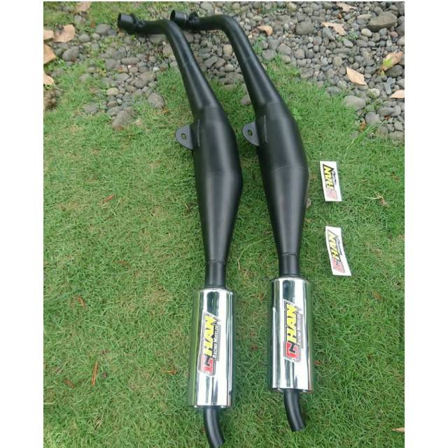 Knalpot standar racing fizr,Fiz R original Chan Racing Perut hitam