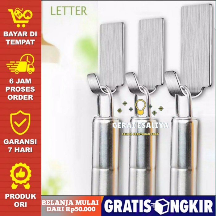 Gantungan Dinding Stainless Steel Isi 6 Pcs Wall Hook Hanger Tembok