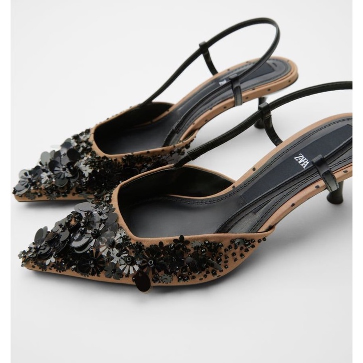 SEPATU ZR-126 SLINGBACK HIGH HEELS WITH SEQUINS