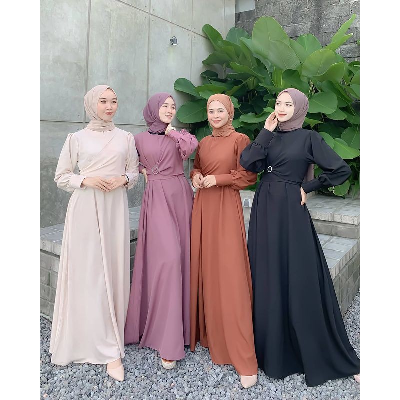 BAJU DRESS GAMIS BRUKAT  DEWASA TERBARU ABAYA MUSLIM SYAR'I MODERN LADY ZARA MAXI MODEL BALON - RAYA-1
