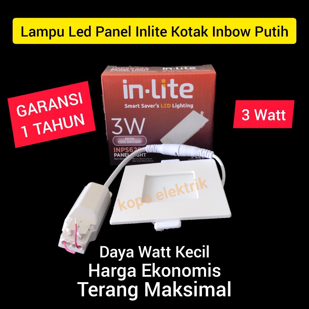 (BERGARANSI 1 TAHUN) INLITE Downlight Led Panel 3 Watt KOTAK 3w