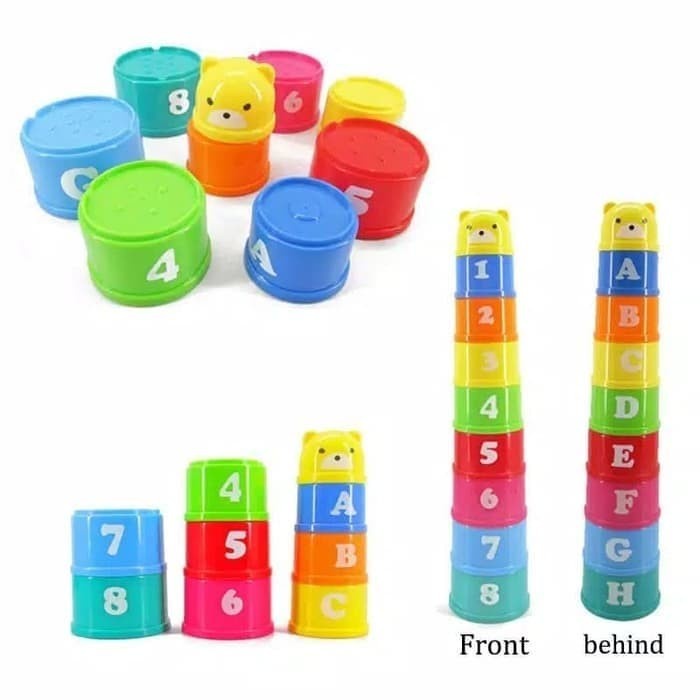 M187 Mainan Edukasi Anak Bayi Cangkir Susun Tower Stacking Cup Puzzle