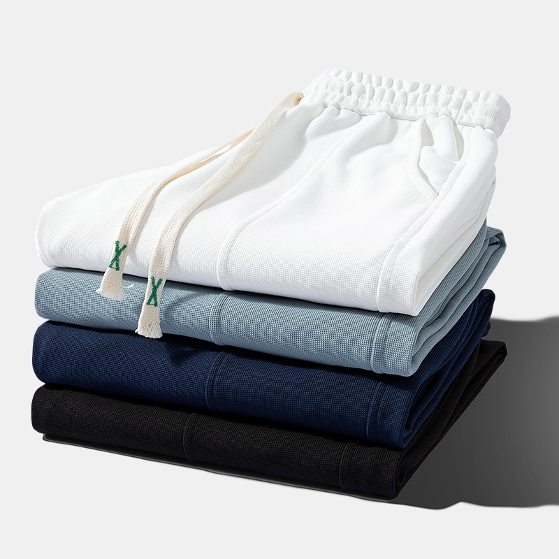 Celana Pria Lebar Kaki Lurus Kasual Celana Pria 2022   Hong Kong In Waffle Celana Pria Tren Celana