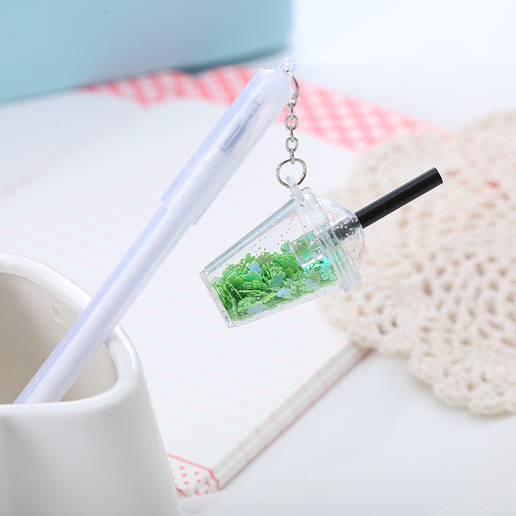 MURMURE.ID | PART 1 PULPEN GEL GANTUNGAN LUCU KARAKTER DENGAN SEQUIN GLITTER BOLPOIN LUCU UNIK PN087-SFTDRNK-HIJAU