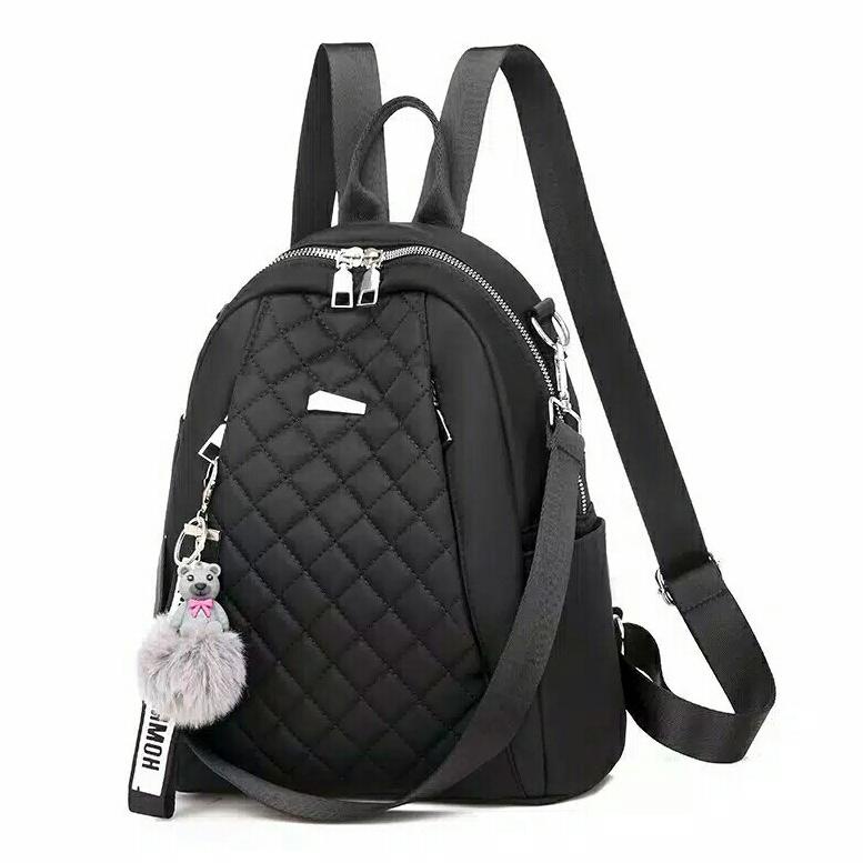 Tas Multifungsi wanita Ransel Wanita Backpack Stylish Nilon Glossy Free Gantungan Handmade Bandung [