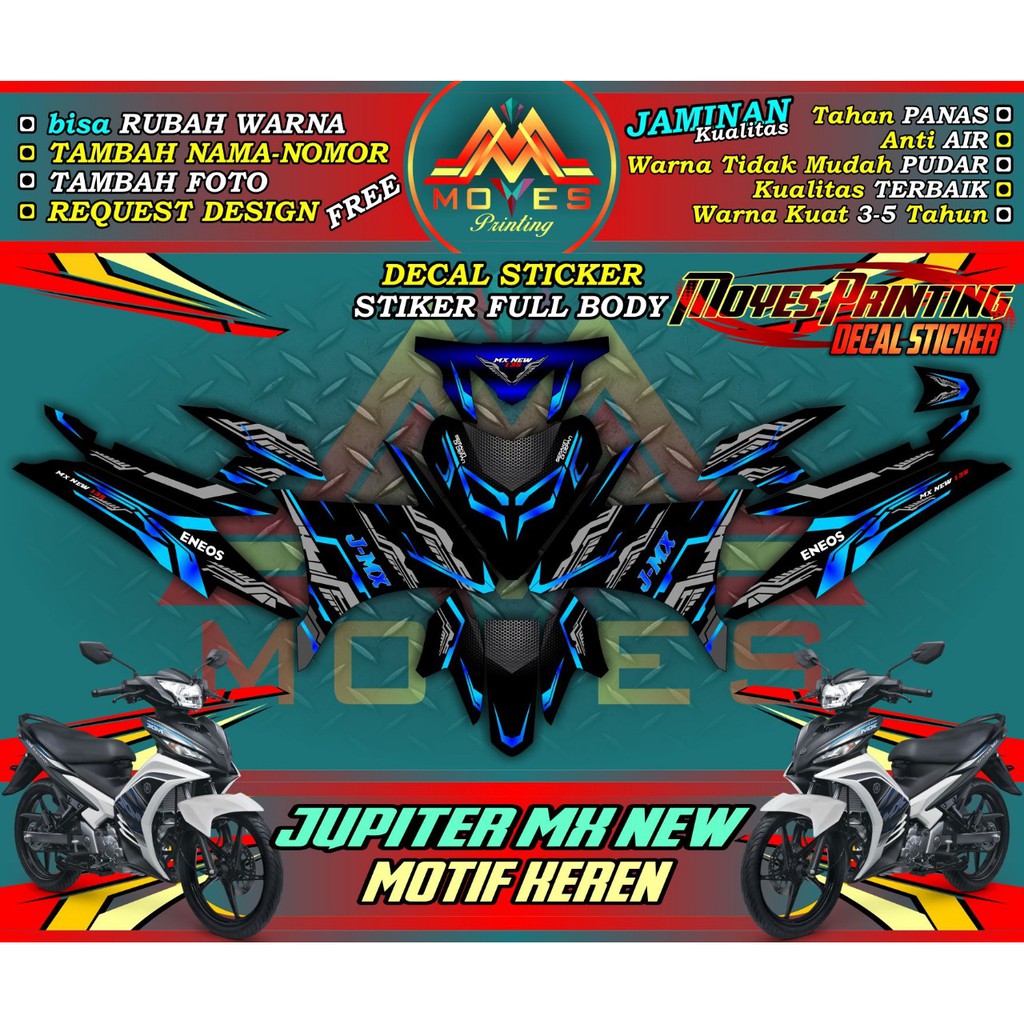 Decal Jupiter MX New 135 Motif Custom Hitam Variasi Elegan Sticker Fullbody Yamaha Jupiter MX New